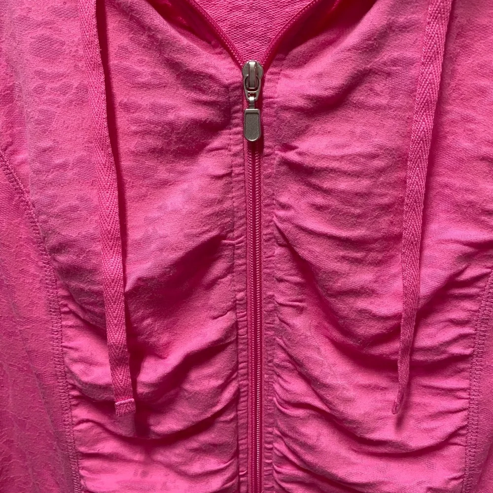 Exertek Athletic Athleisure Full Zip Lightweight Hoodie Jacket Bright‎ Pink sz L
